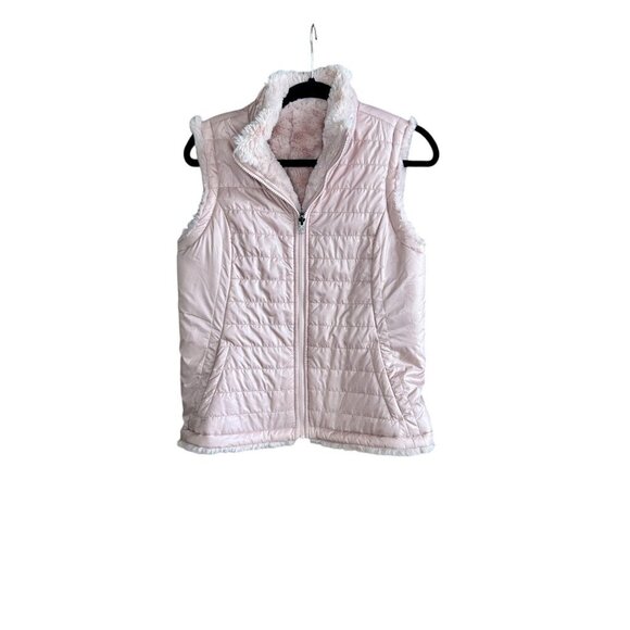 Original Nicole Miller Light Pink Quilted Faux Fur Lined Vest Size Small - Picture 2 of 9